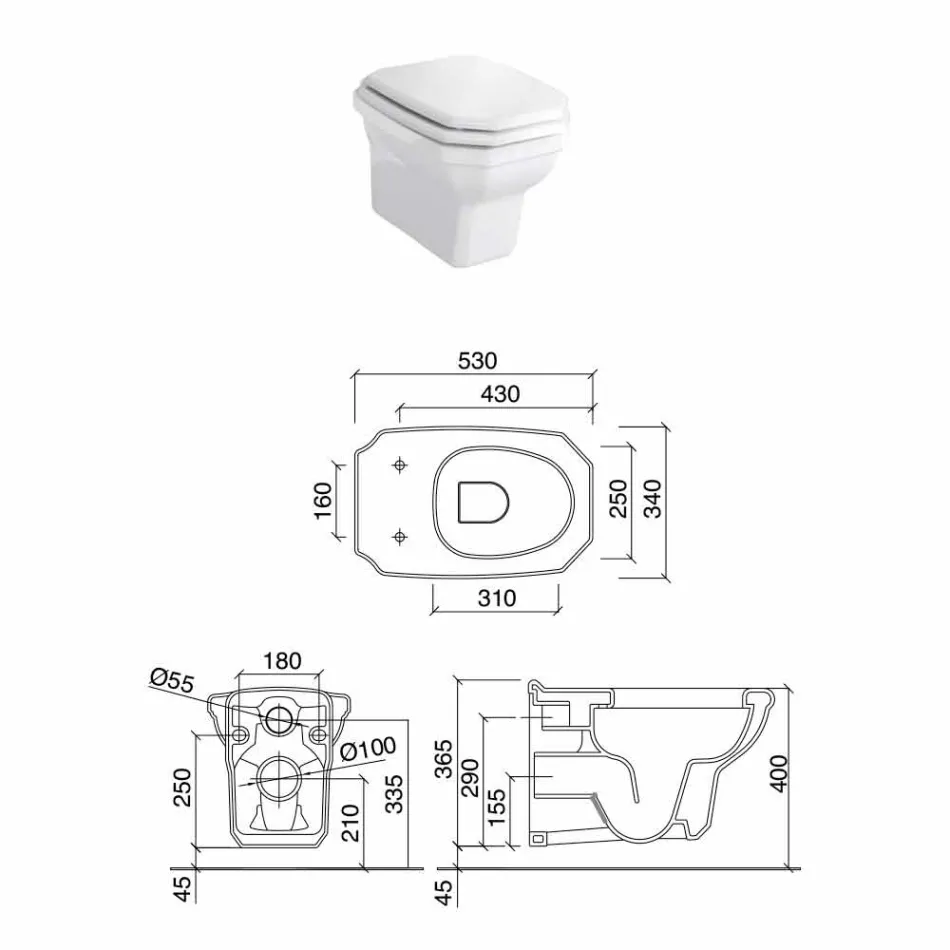 Florero colgante de cerámica blanca en estilo clásico, hecho en Italia - Nausica viadurini