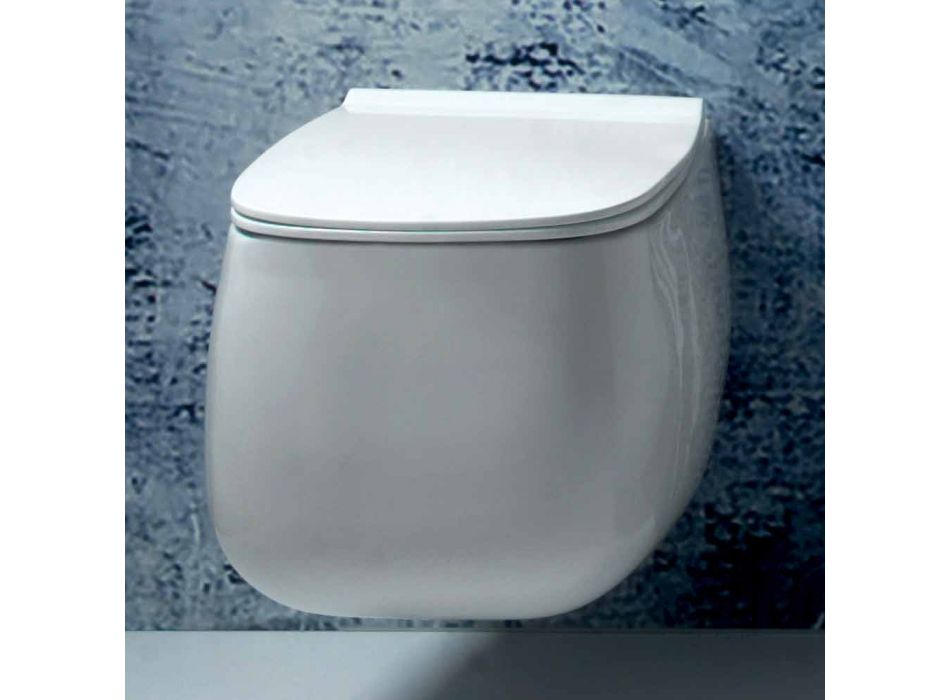 Jarrón suspendido de cerámica de diseño moderno blanco Gaiola, hecho en Italia viadurini