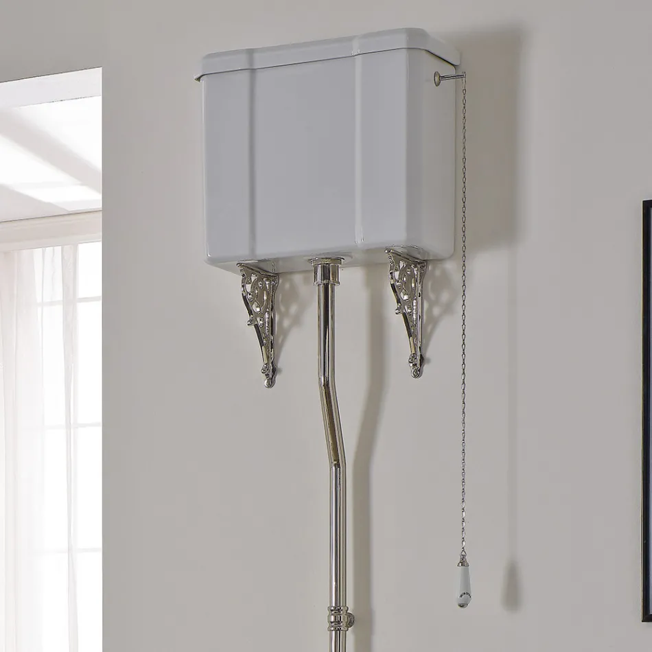 Florero de piso de cerámica blanca con asiento negro Hecho en Italia - Nausica viadurini