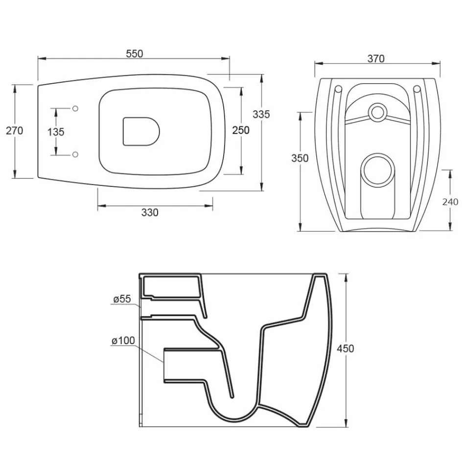 Jarrón WC de cerámica blanco con diseño moderno Gais, hecho en Italia viadurini