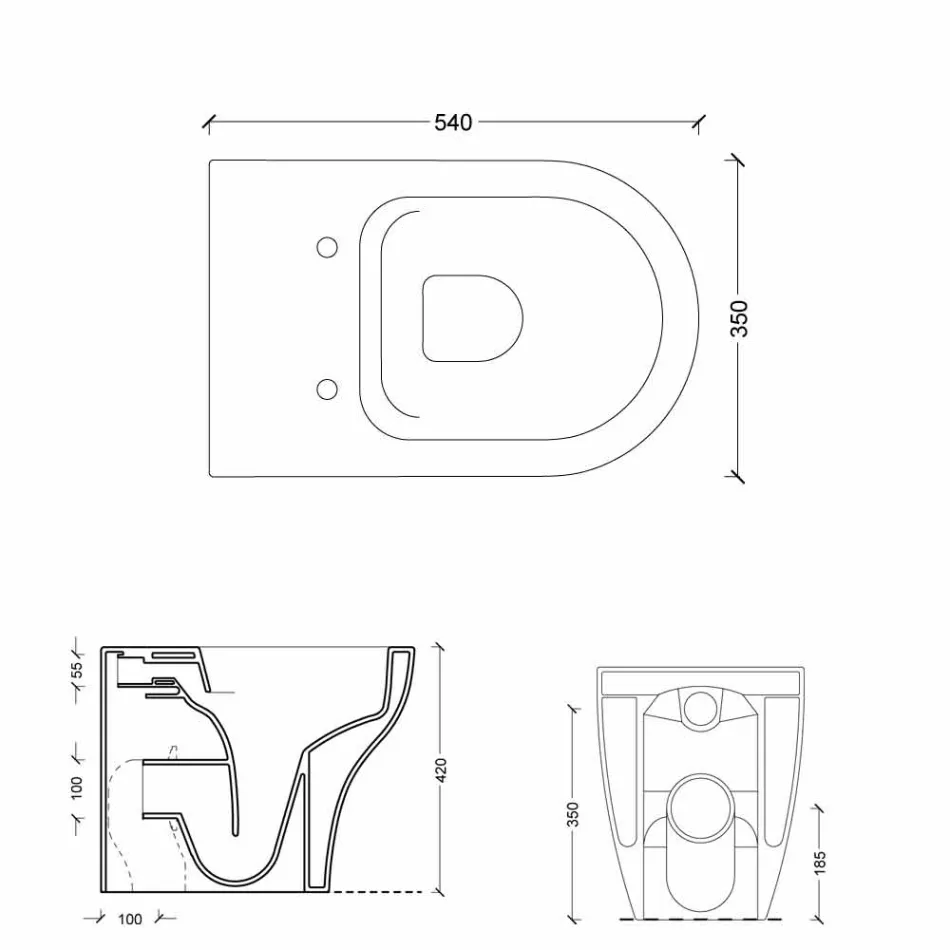 Inodoro de cerámica blanca Estrella 54x35cm hecho en Italia, diseño moderno viadurini
