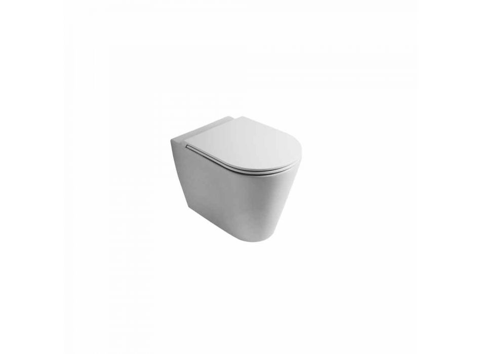 Inodoro de cerámica blanca moderna Sol redondo 57x37 cm hecho en Italia viadurini