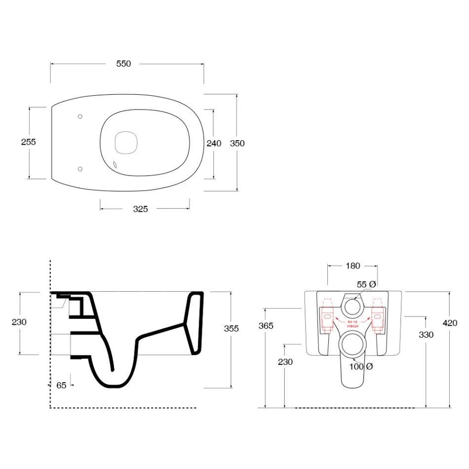 Inodoro suspendido de cerámica en varios colores, fabricado en Italia - Niña viadurini
