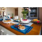 Bandeja de servicio con flores en hierro blanco, azul o barro - Marken viadurini