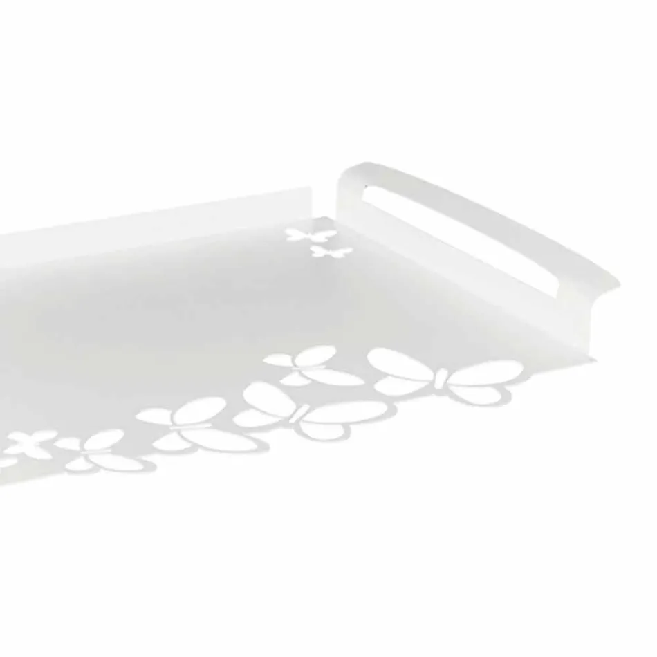 Bandeja de servicio de diseño de hierro blanco, beige o marfil Made in Italy - Leiden viadurini