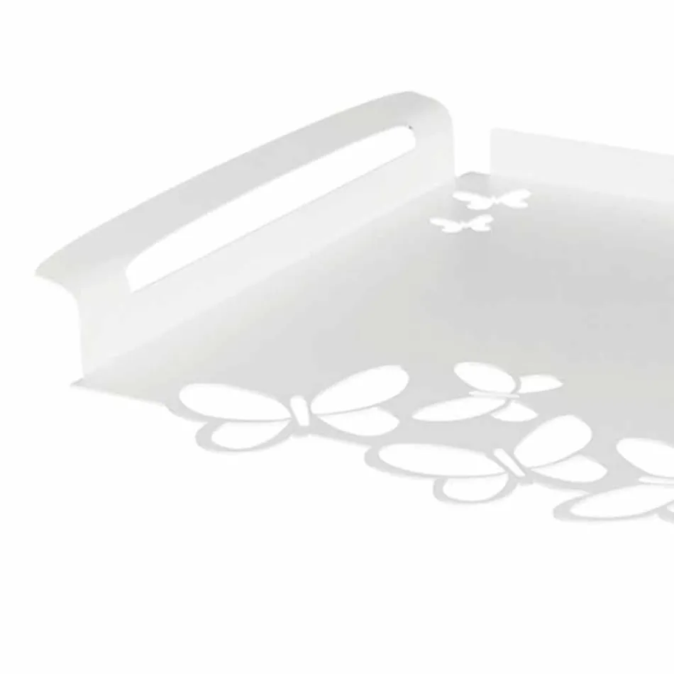 Bandeja de servicio de diseño de hierro blanco, beige o marfil Made in Italy - Leiden viadurini