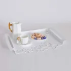 Bandeja de servicio de diseño de hierro blanco, beige o marfil Made in Italy - Leiden viadurini