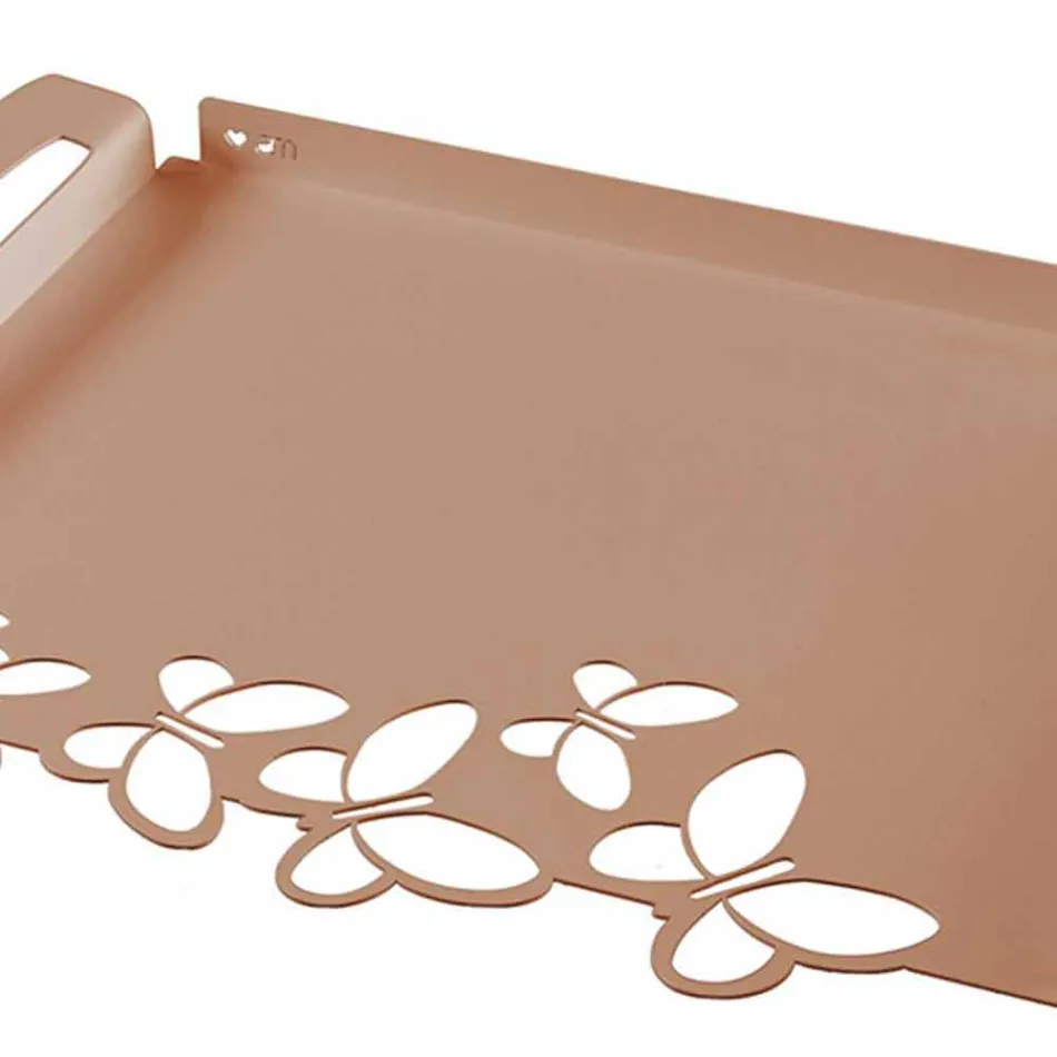 Bandeja de servicio de diseño de hierro blanco, beige o marfil Made in Italy - Leiden viadurini