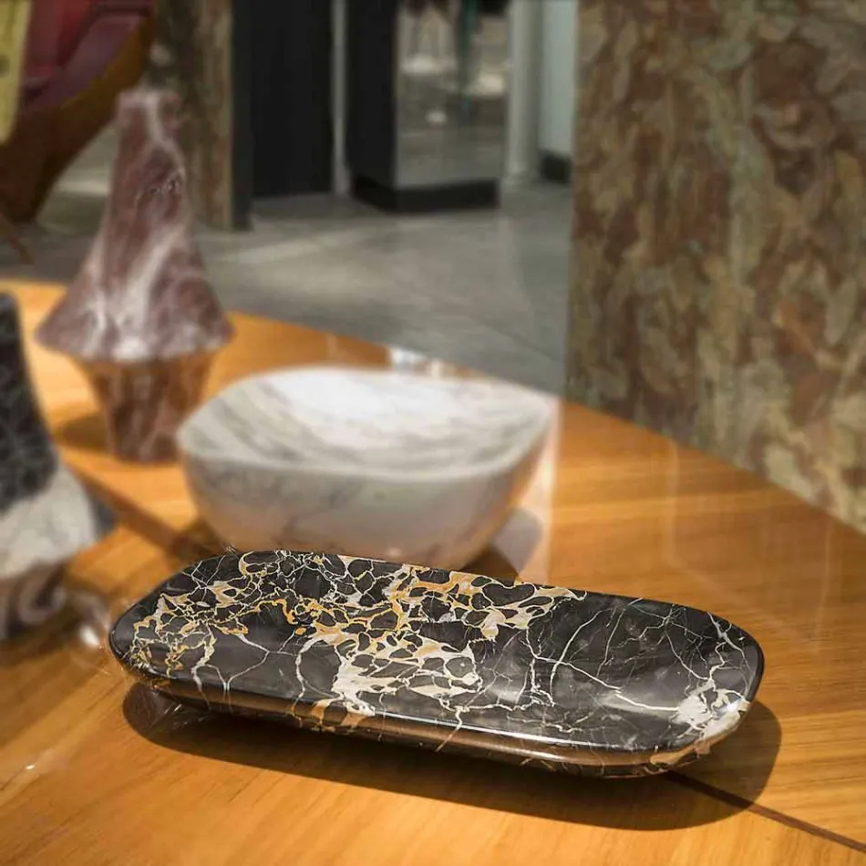 Bandeja elegante en mármol de Portoro Made in Italy - Ethereal viadurini