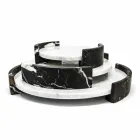 Bandeja redonda moderna en mármol blanco de Carrara hecho en Italia - Chet viadurini