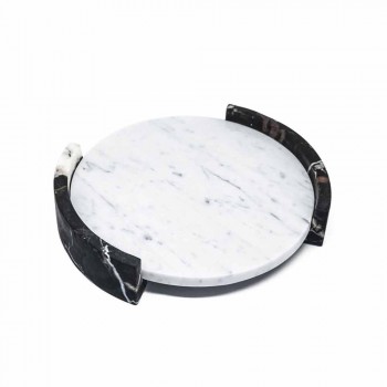 Bandeja redonda moderna en mármol blanco de Carrara hecho en Italia - Chet