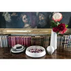 Bandeja redonda moderna en mármol blanco de Carrara hecho en Italia - Chet viadurini