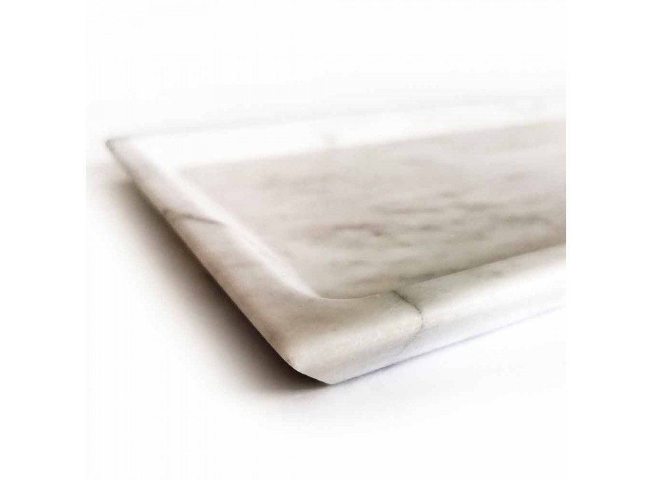 Bandeja rectangular en mármol de Carrara blanco pulido Made in Italy - Alga