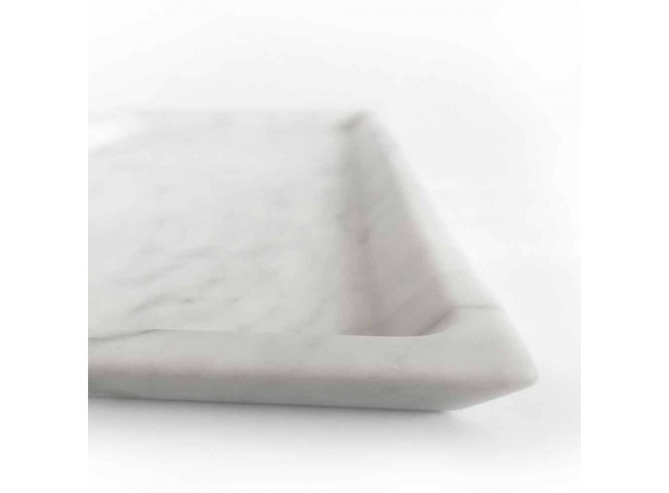 Bandeja rectangular en mármol de Carrara blanco pulido Made in Italy - Alga viadurini