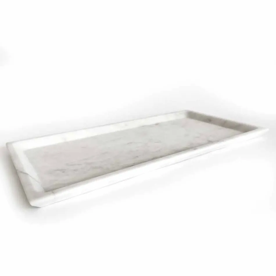 Bandeja rectangular en mármol de Carrara blanco pulido Made in Italy - Alga viadurini
