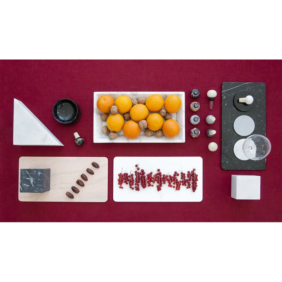 Bandeja Rectangular en Mármol Blanco Carrara Hecho en Italia - Vassili viadurini