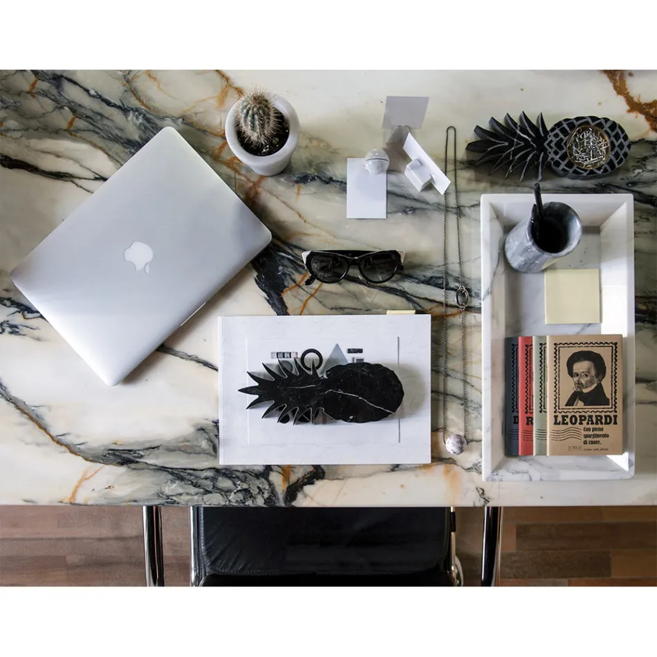 Bandeja Rectangular en Mármol Blanco Carrara Hecho en Italia - Vassili viadurini