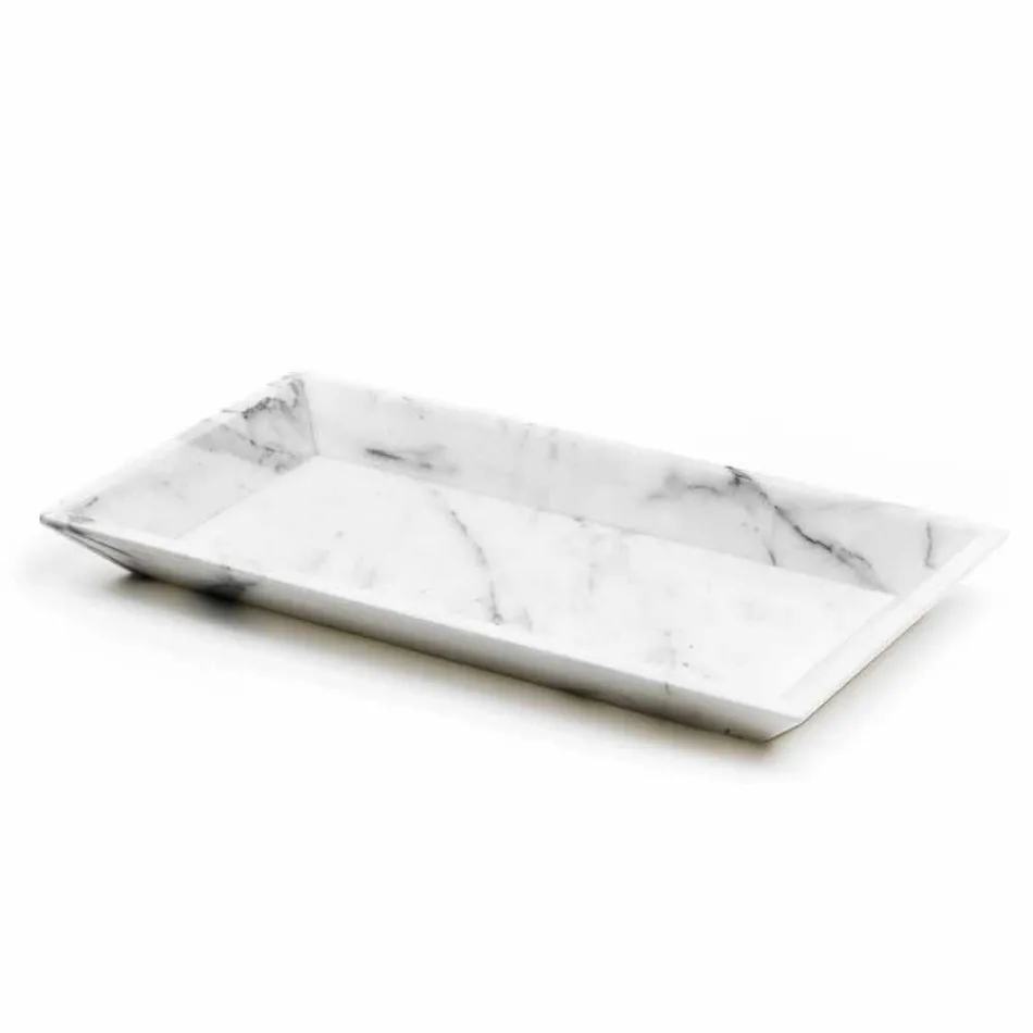 Bandeja Rectangular en Mármol Blanco Carrara Hecho en Italia - Vassili viadurini