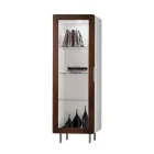 Vitrina de Salón con 1 Puerta en Acabado Blanco y Canaletto Made in Italy - Gerd viadurini