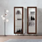 Vitrina de Salón con 1 Puerta en Acabado Blanco y Canaletto Made in Italy - Gerd viadurini