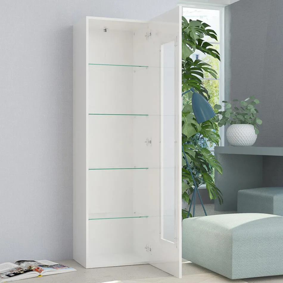 Vitrina de salón de diseño en madera blanca, antracita o hormigón - Suzana viadurini