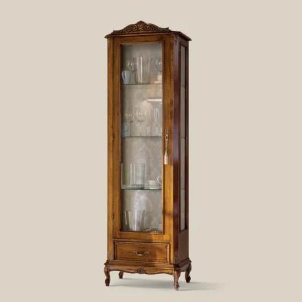 Vitrina de Salón Clásica en Madera de Nogal 1 Puerta Made in Italy - Ronald viadurini