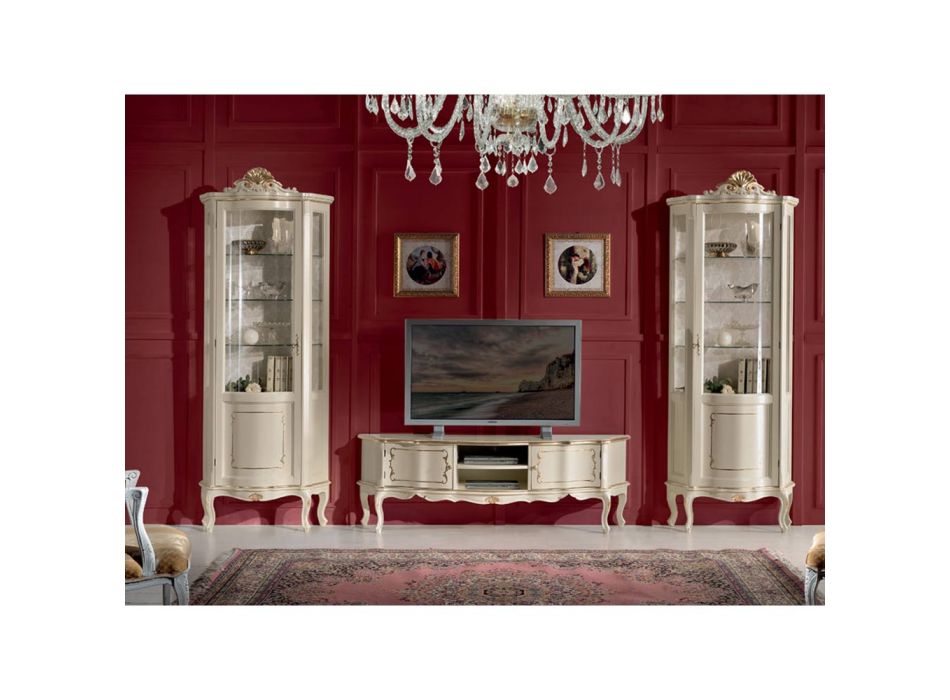 Vitrina de madera para sala de estar con 1 puerta de lujo Made in Italy - Leonor viadurini