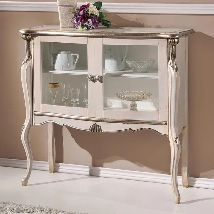 Vitrina de Salón 2 Puertas en Nogal o Madera Blanca Made in Italy - Londres viadurini