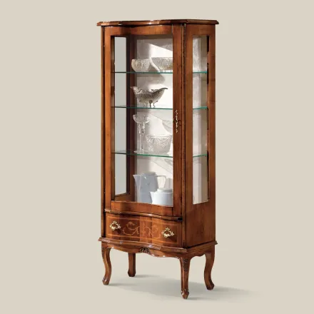 Vitrina de salón clásica de madera de nogal con puerta Made in Italy - Versaille viadurini