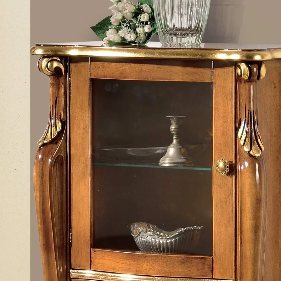 Vitrina de salón con 1 puerta de cristal y 3 cajones Made in Italy - Londres viadurini