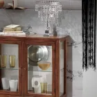 Vitrina con estantes de cristal y respaldo tapizado Made in Italy - Assur viadurini