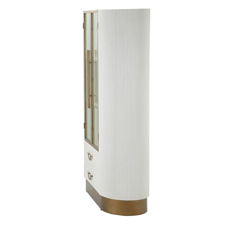 Vitrina de madera con tapa e inserciones redondeadas con 2 puertas y 2 cajones - Rachel viadurini