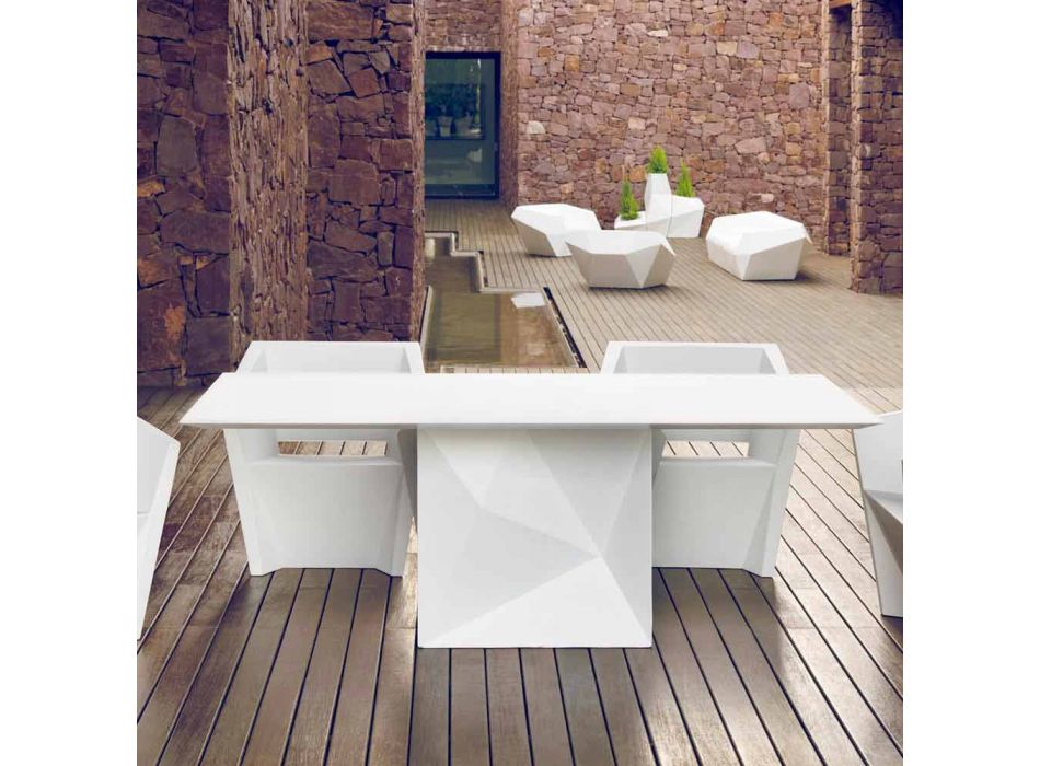 Vondom Faz mesa de jardín lacada en blanco L200xP100cm de diseño viadurini