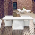 Vondom Faz mesa de jardín lacada en blanco L200xP100cm de diseño