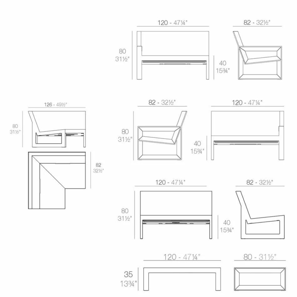 Sala de jardín Vondom Frame con un diseño moderno viadurini