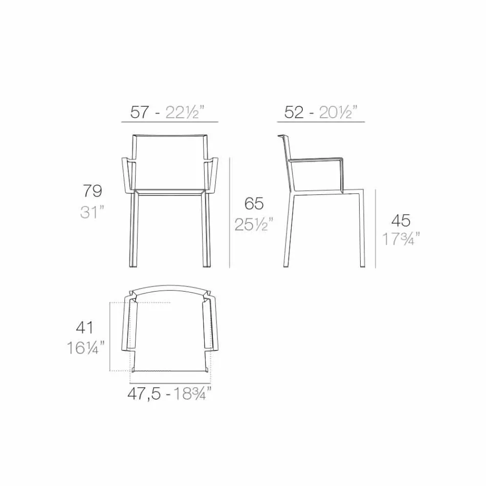 Vondom Silla de cuarzo con reposabrazos de diseño moderno viadurini