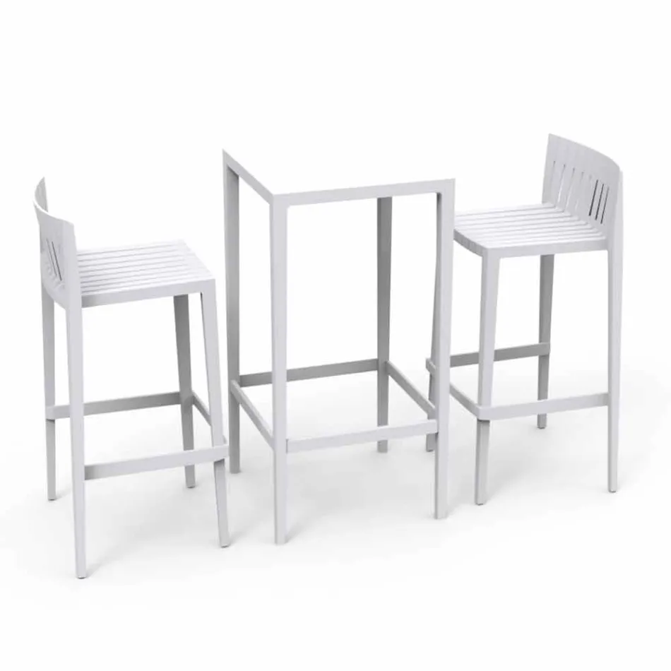 Vondom Spritz Conjunto de mesa de jardín y dos taburetes de diseño blanco viadurini