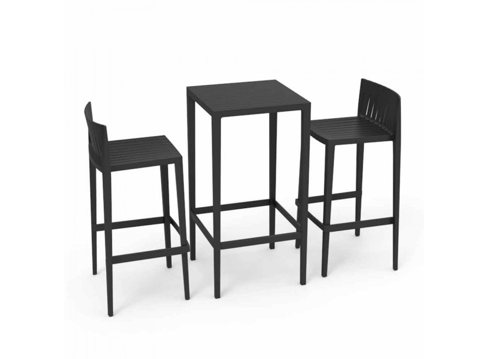Vondom Spritz Conjunto de mesa de jardín y dos taburetes de diseño negro viadurini