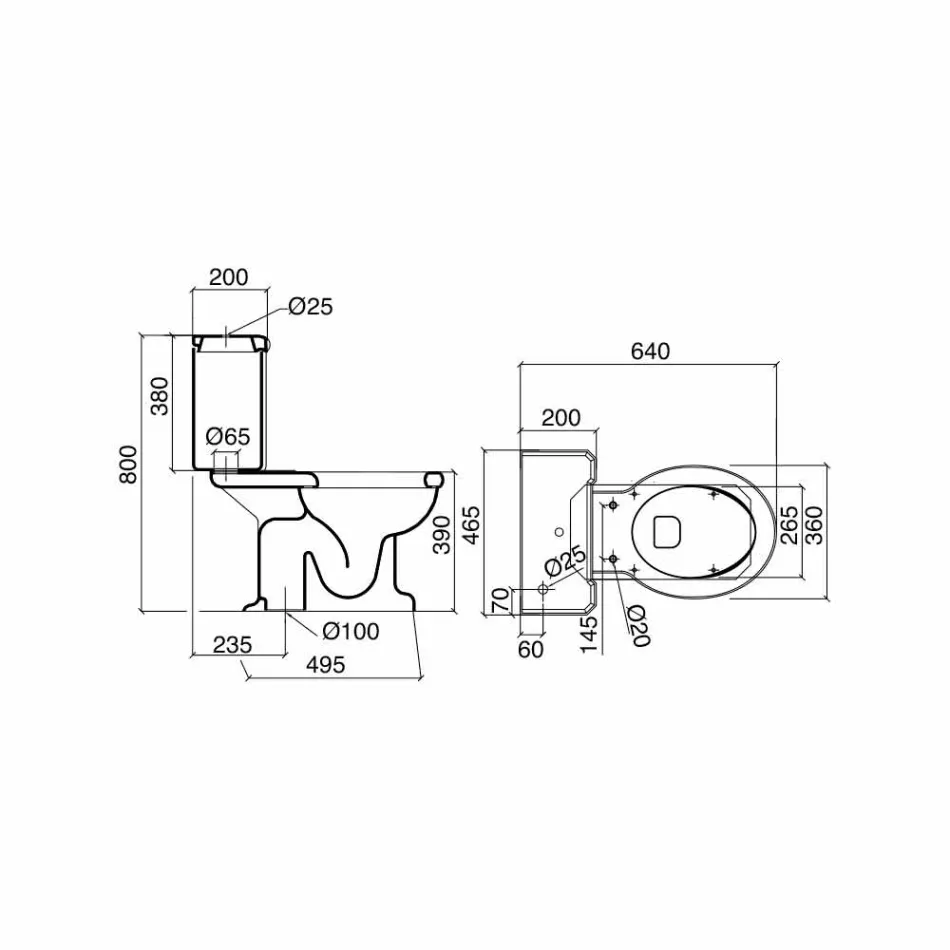 Monobloque de agua clásico en cerámica blanca con caja Made in Italy - Marwa viadurini